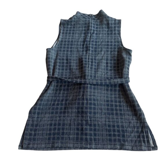 Theory Mock Neck Tunic Structured Knit Top Shirt Blouse Windowpane Size Large - Picture 7 of 11